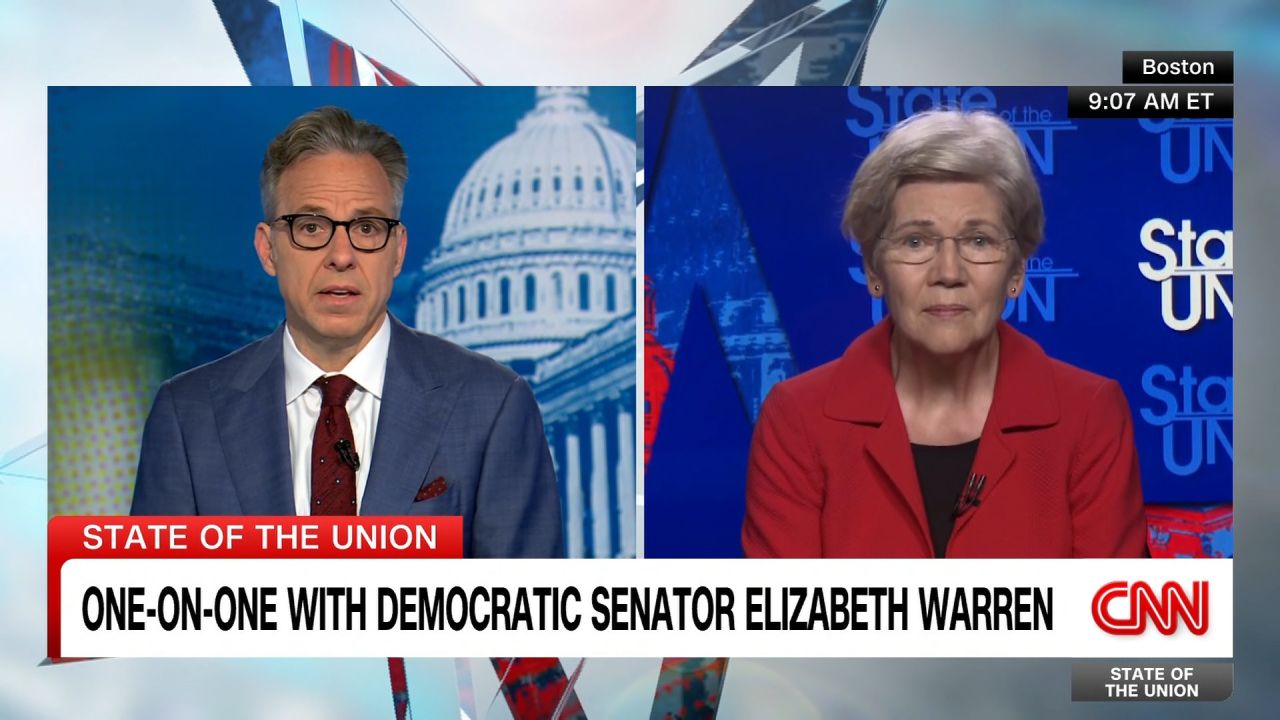 <p>Democratic Sen. Elizabeth Warren tells CNN’s Jake Tapper that inaction by Congress is what “creates real chaos at the border.”</p>