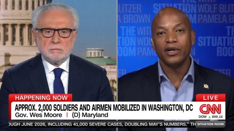 <p>Maryland Democratic Gov. Wes Moore says he's keeping his state safe without the use of the National Guard and tells CNN's Wolf Blitzer that recent comments from the White House about crime are "tone deaf" and "ignorant."</p>
