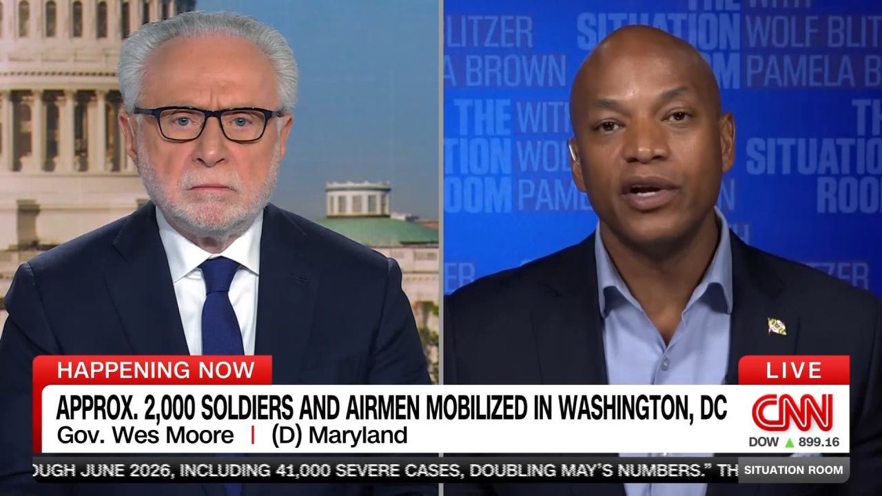 <p>Maryland Democratic Gov. Wes Moore says he's keeping his state safe without the use of the National Guard and tells CNN's Wolf Blitzer that recent comments from the White House about crime are "tone deaf" and "ignorant."</p>