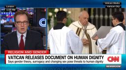 <p>The Vatican reaffirms its opposition to sex changes in a new document on human dignity, stating that sex-change surgery risks threatening the ''unique dignity'' of a person. CNN's Christopher Lamb has the details. </p>