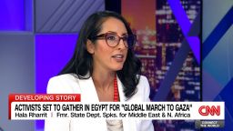<p>Former U.S. diplomat Hala Rharrit resigned from the Biden administration over its Gaza policy, and is now planning to march to Gaza from Egypt. The “Global March to Gaza” will include hundreds of activists demanding the entry of more humanitarian aid. Rharrit talks to Becky Anderson about the planned march, and criticizes the current aid situation in Gaza.</p>