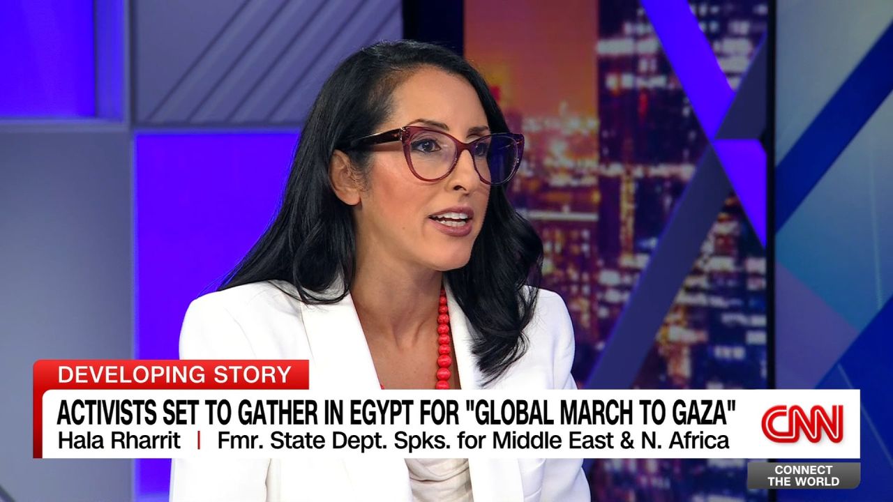 <p>Former U.S. diplomat Hala Rharrit resigned from the Biden administration over its Gaza policy, and is now planning to march to Gaza from Egypt. The “Global March to Gaza” will include hundreds of activists demanding the entry of more humanitarian aid. Rharrit talks to Becky Anderson about the planned march, and criticizes the current aid situation in Gaza.</p>