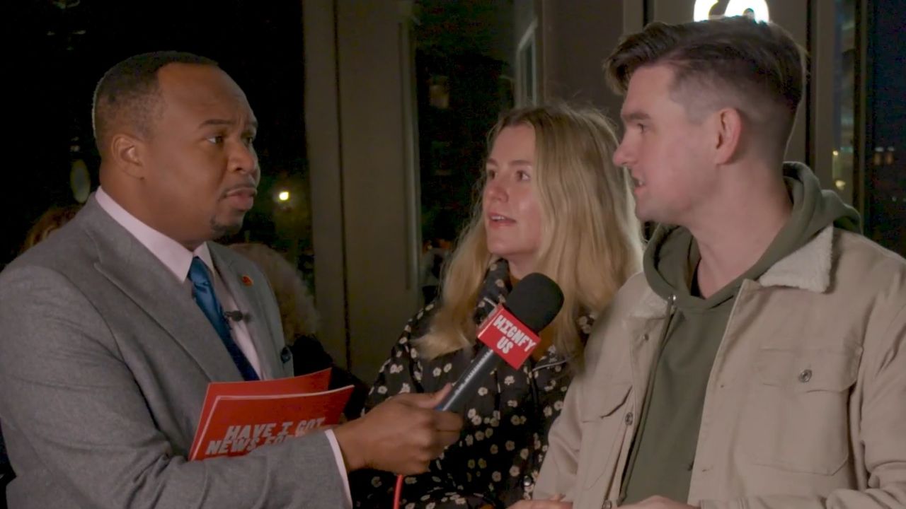 <p>"Have I Got News For You" host Roy Wood Jr. quizzes people on the street in London to see how much they know about the US presidential election.</p>