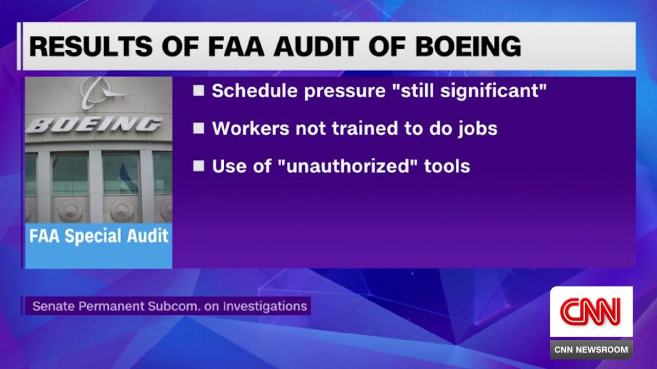 <p>CNN's Pete Muntean looks at results just unveiled from an FAA audit launched in the wake of the 737 Max door plug blowout incident.?</p>