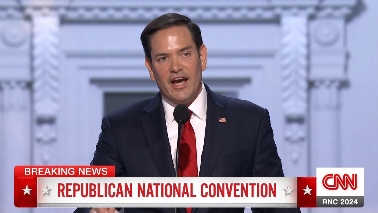 <p>Florida Senator Marco Rubio, once a contender to be former President Donald Trump’s running mate, addresses the Republican National Convention in Milwaukee, Wisconsin. “There is absolutely nothing dangerous or anything divisive about putting Americans first,” he said.</p>