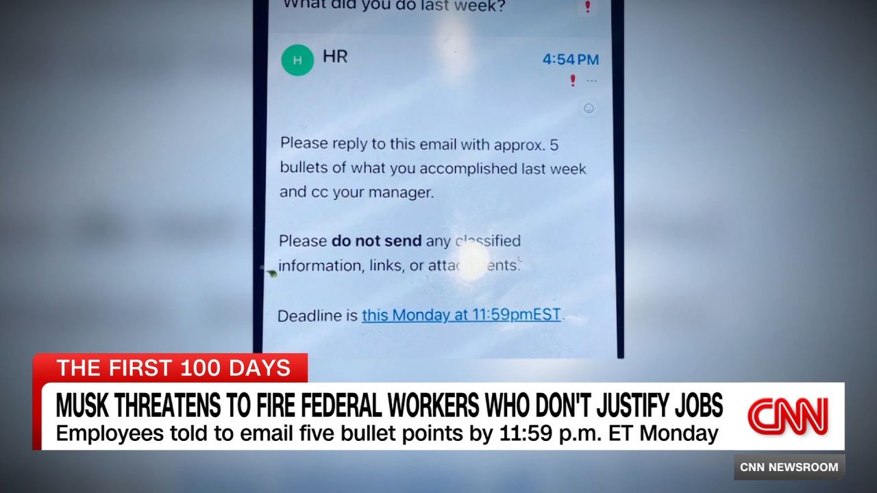 <p>CNN's Kevin Liptak reports on the rift that appeared to open Sunday between some of Donald Trump's agency heads and Elon Musk following his demand that all federal employees state their weekly accomplishments or risk termination.</p>
