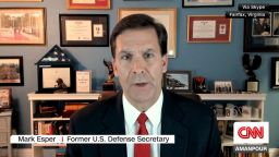 <p>Christiane Amanpour speaks with Former U.S. Defense Secretary Mark Esper about the consequences of Iran's attack on Israel and whether the region is on the precipice of war.</p>