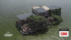 <p>The brainchild of a former local tour guide, The Floating Island restaurant off the shores of Lake Victoria in Uganda aims to combat the lake's plastic waste by using it to stay afloat.</p>