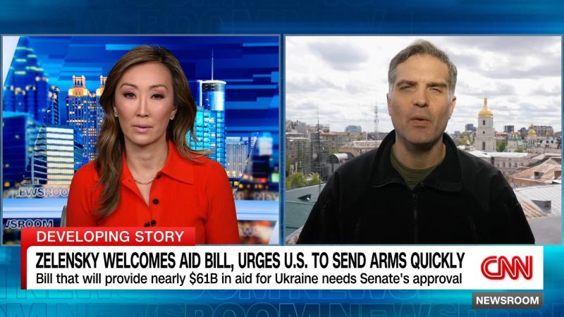 With the U.S. Senate expected to approve a bill devoting billions of dollars to aid for Ukraine, CNN's Frederik Pleitgen reports on how Ukraine reacted to its passage in the House.