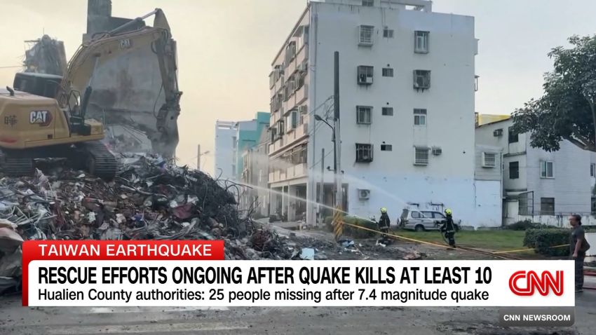 <p>Dozens of people are missing in Taiwan cand hundreds remain stranded following Wednesday's 7.4 magnitude earthquake. CNN's Ivan Watson reports on the rescue efforts.</p>