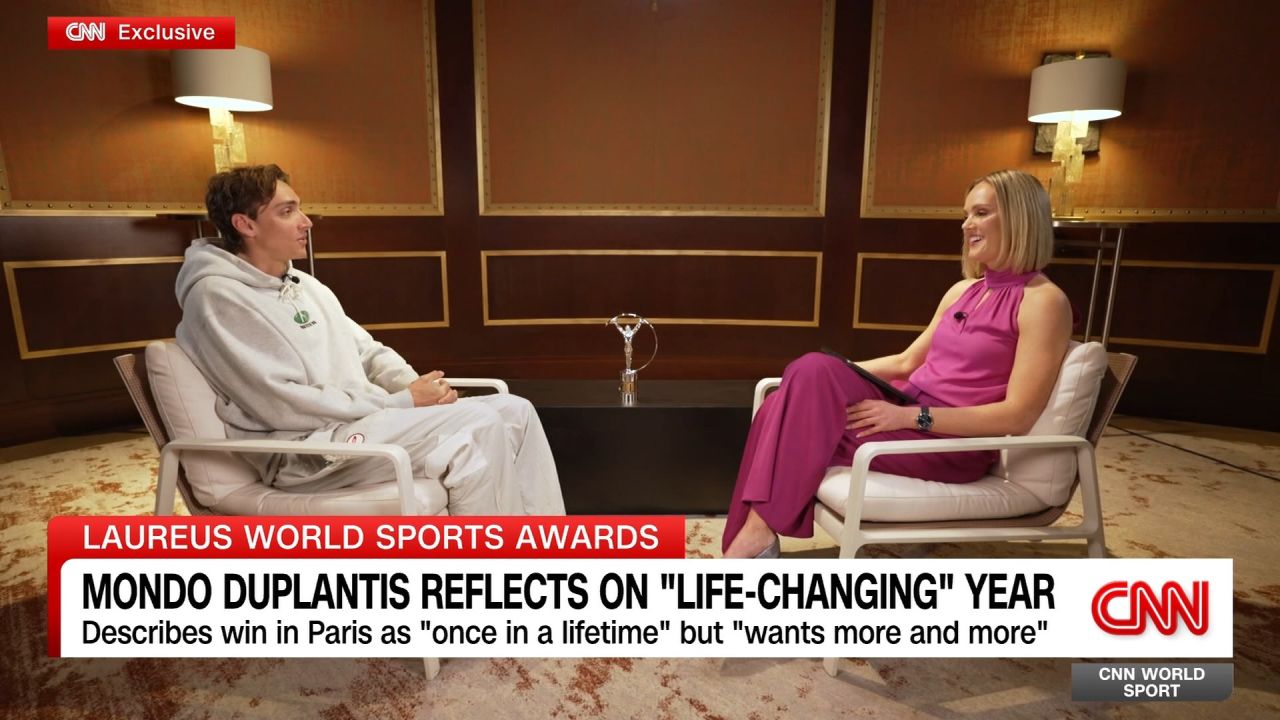 <p>Mondo Duplantis won his second straight pole vault Olympic gold medal last year at the Paris Games in part of what he described as a “life-changing” year. While at the Laureus World Sports Awards where he was named Sportsman of the Year, the 25-year-old sat down with CNN World Sport’s Amanda Davies to reflect on his past year and his hopes to continue raising the bar ahead of the LA 2028 Summer Olympics.</p>