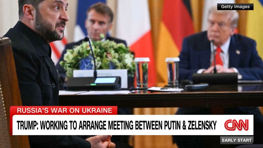 <p>President Donald Trump said he has begun arranging a meeting between Vladimir Putin and Volodymyr Zelensky. After that bilateral meeting takes place, Trump could join a trilateral meeting with the leaders. CNN’s Kristen Holmes reports. </p>