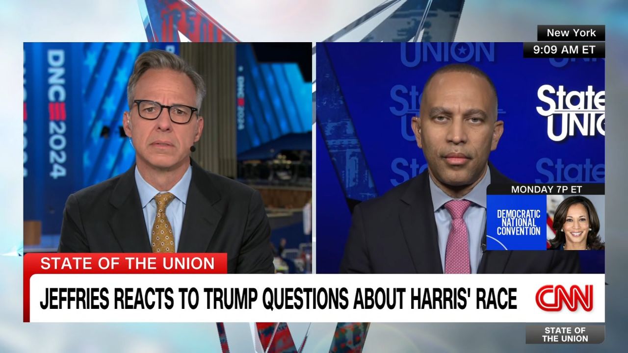 <p>House Democratic Leader Rep. Hakeem Jeffries tells CNN's Jake Tapper that?"we should not be surprised" by Trump's questioning of Harris' race "because this is someone who's often engaged in racial arson to try to inflame passions amongst the American people."</p>