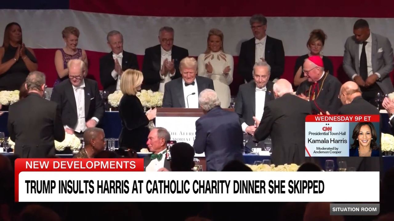 <p>Trump and Harris draw mixed reviews for the Alfred E Smith dinner, which was once marked by good-natured ribbing between presidential candidates.</p>