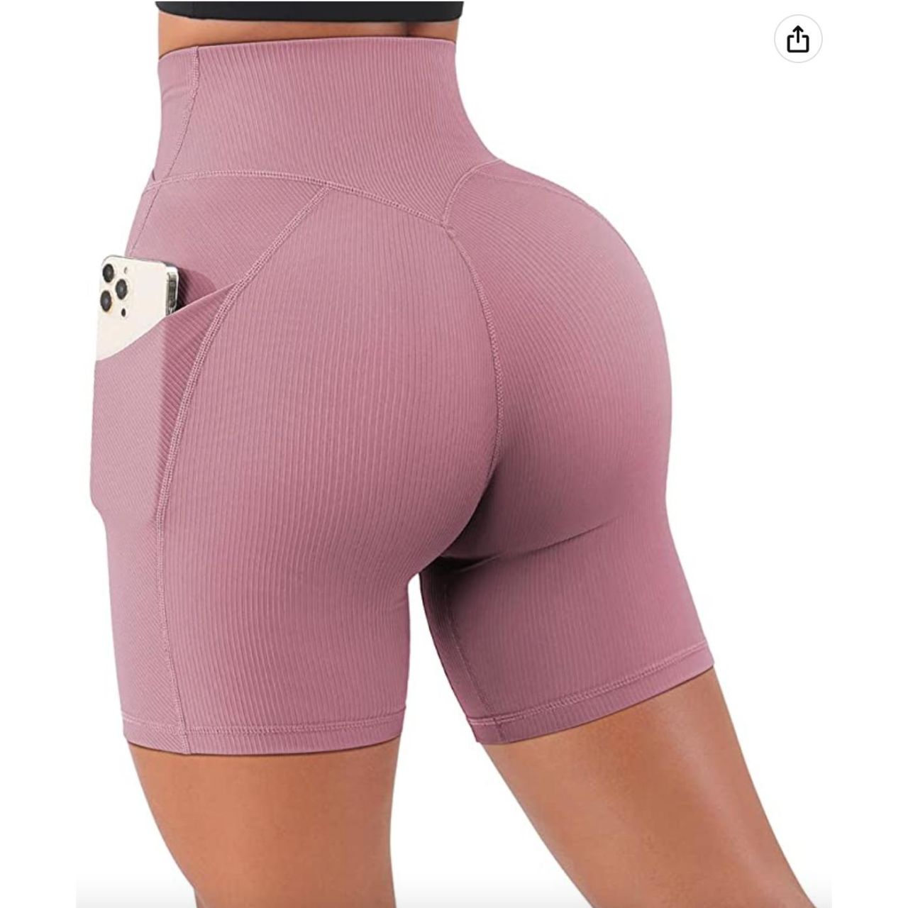 SUUKSESS Women Cross Workout Shorts with Pockets 5 High Waist Booty Biker  Short